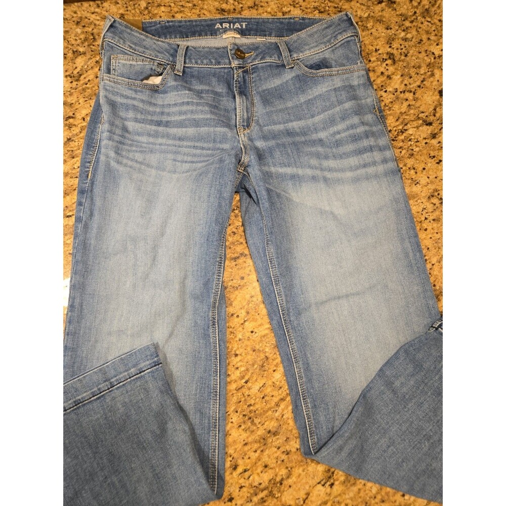 Ariat Jeans Womens Size 33R Trouser Wide Leg Flare High Rise Blue Denim
